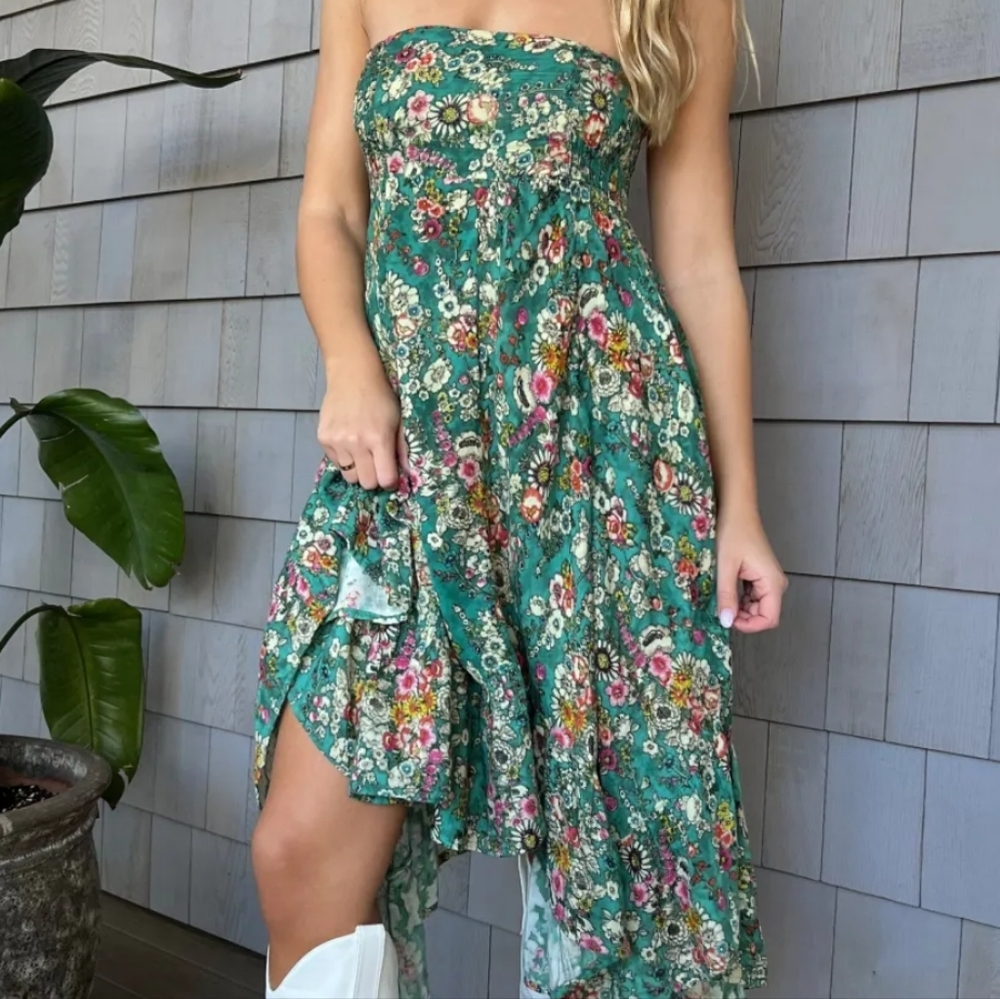 Natural Life "Feelin' Alive" Convertible Midi Skirt Or Dress - Turquoise Floral - Picture 3 of 9